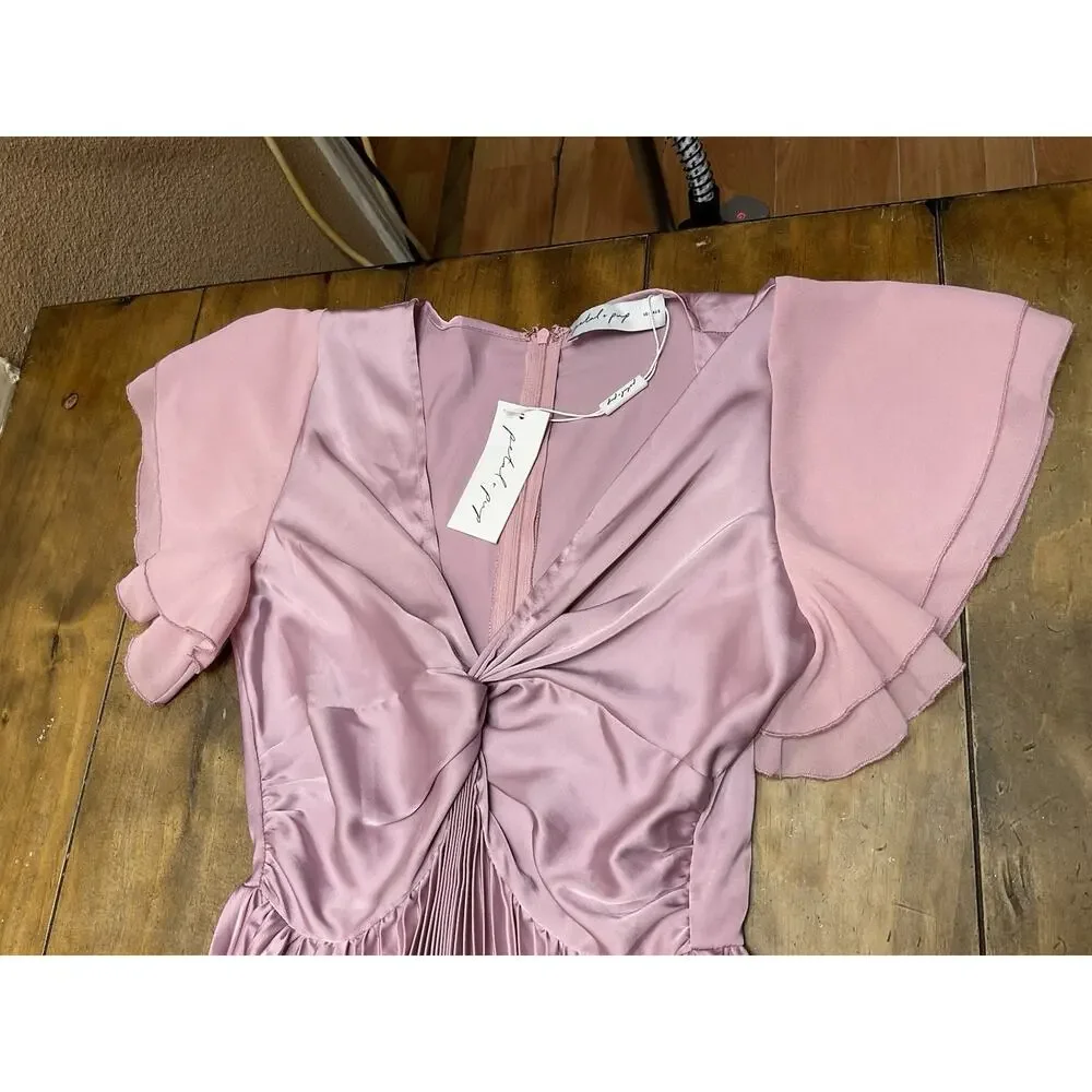 Petal & Pup Nova Flutter Sleeve Midi Dress In Dusty Rose Size Small NWT